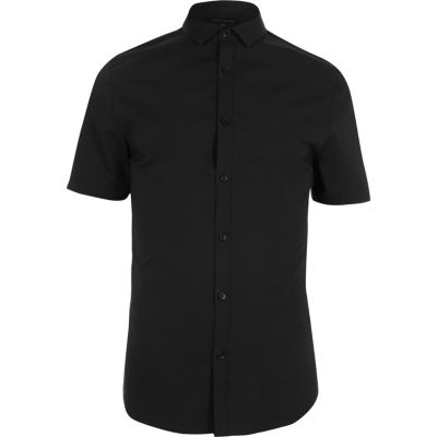 Black short sleeve skinny fit shirt